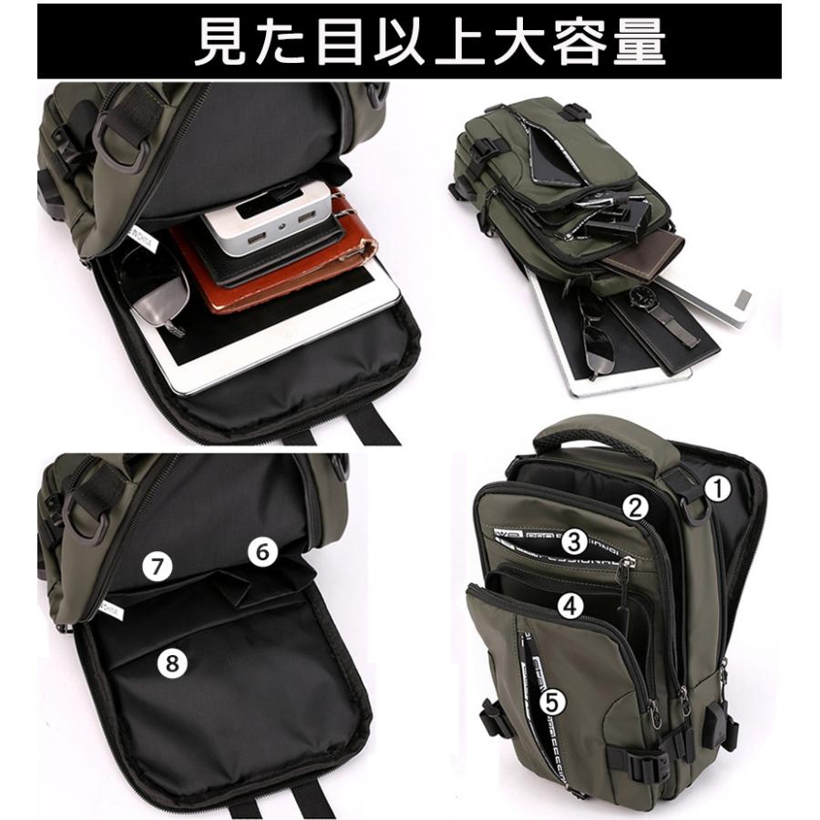 ショルダーバッグ ボディバッグ リュックサック 斜めがけ メンズ USB