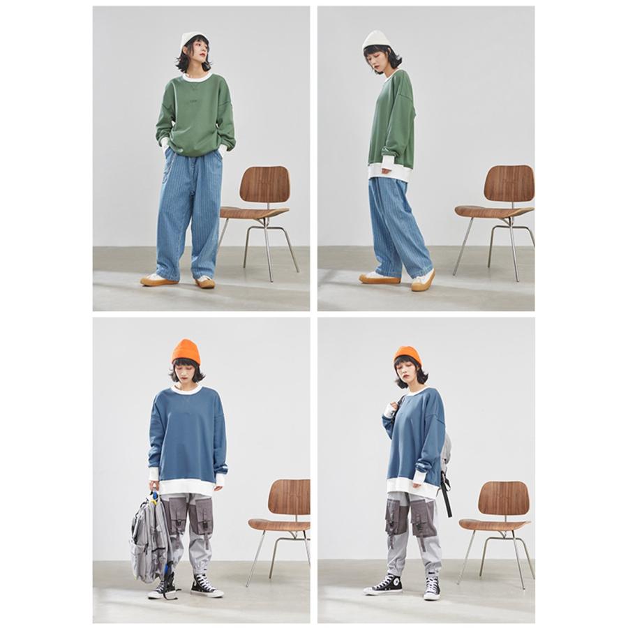 トレーナー 重ね着 Tシャツ スウェット ティーシャツ 長袖 メンズ レディース ペア ペアルック クルーネック 大きいサイズ ドロップショルダー オシャレ 秋 冬 Jmx9604w Mixmax 通販 Yahoo ショッピング