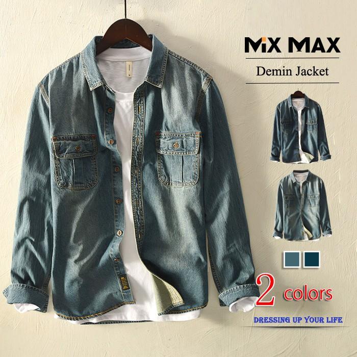 ビンテージ デニムジャケット クラシック デニムシャツ メンズ ジャケット デニムシャツ Gジャン ジージャン 長袖 ウォッシュ加工 カジュアルシャツ Rsx375 Mixmax 通販 Yahoo ショッピング