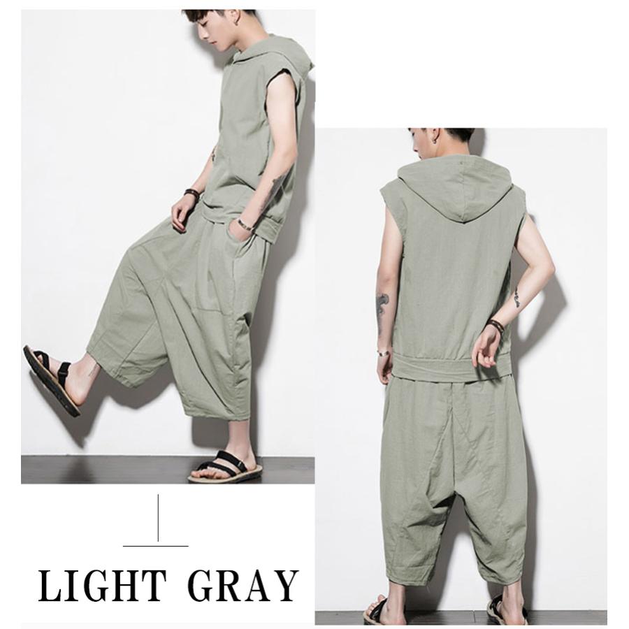 セール セットアップ 綿麻 リネン 上下セット メンズ パーカー