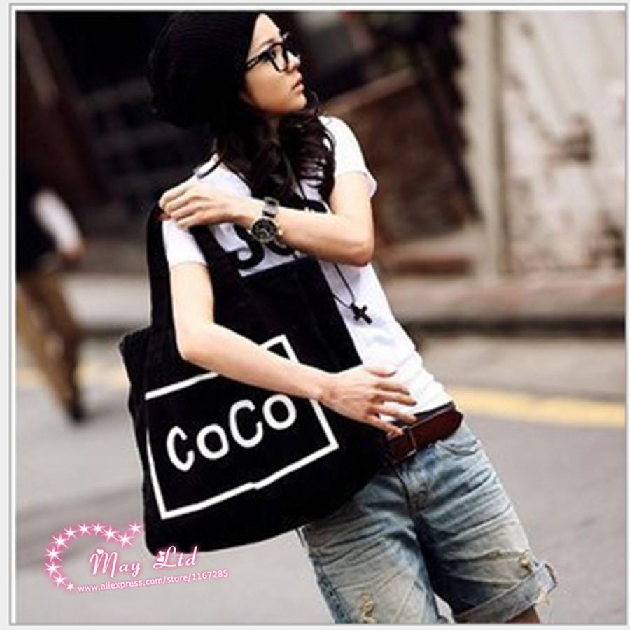 COCOロゴ トートバッグ プリント キャンバスバッグ 買い物袋