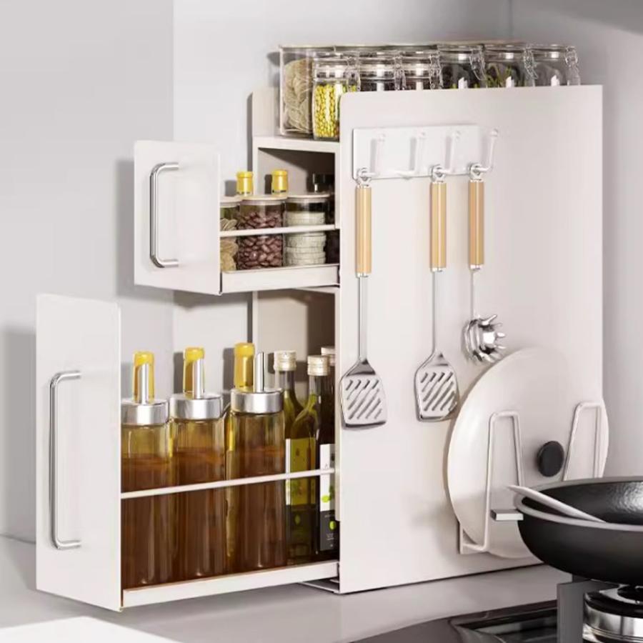 調味料ラック 2段 隠せる 調味料 引き出し キッチン収納 隙間収納 調味