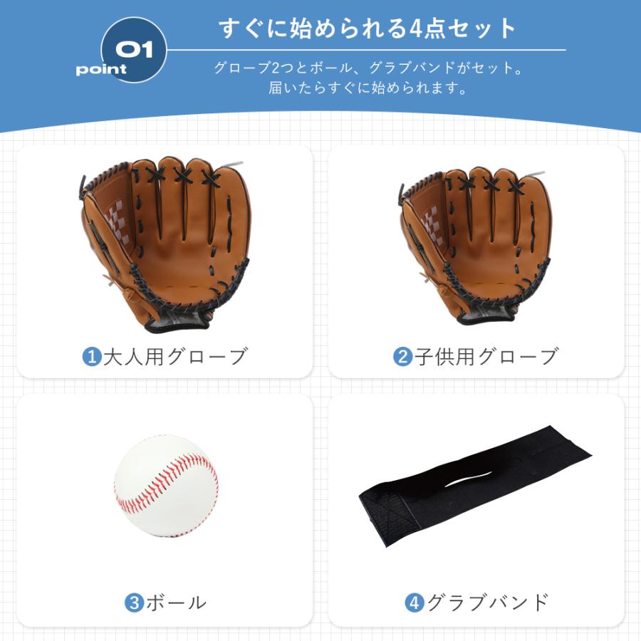野球グローブ 4点セット モ*ー様 【300円〜】硬式野球グローブ 4点