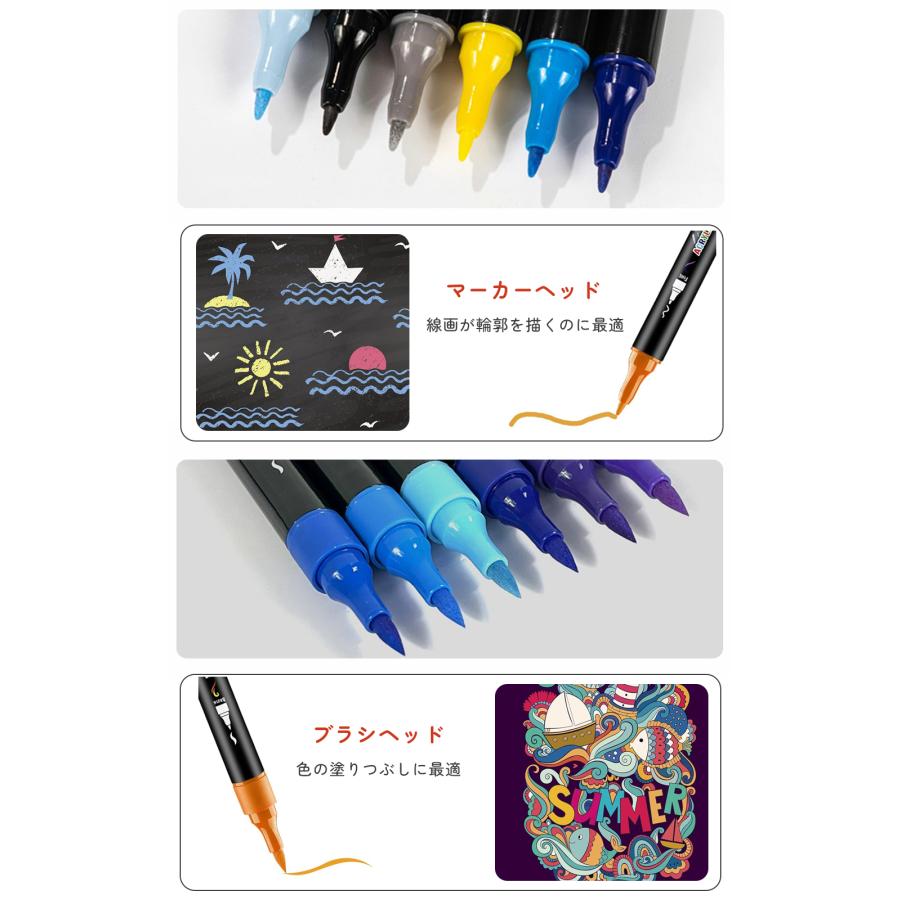 アクリルマーカーペン 30色セット 両端細字 ペイントマーカー 速乾