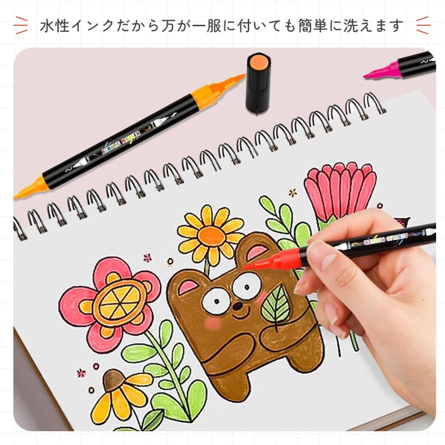 アクリルマーカーペン 30色セット 両端細字 ペイントマーカー 速乾 