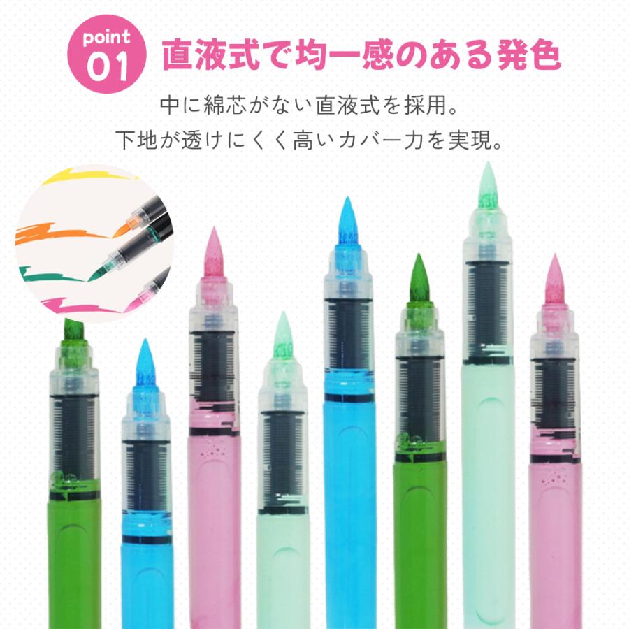 マーカーペン 12色セット アクリル水性インク 筆ペンタイプ 高発色 直