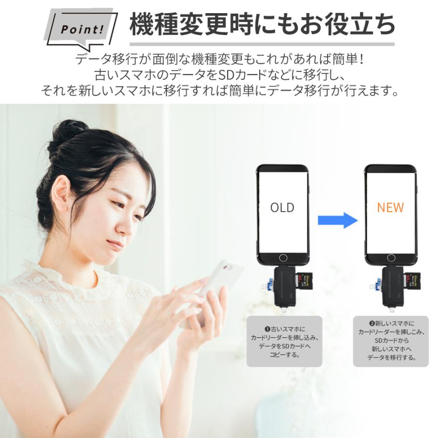 SDカードリーダー USB iPhone 高速 マルチ バックアップ android pc