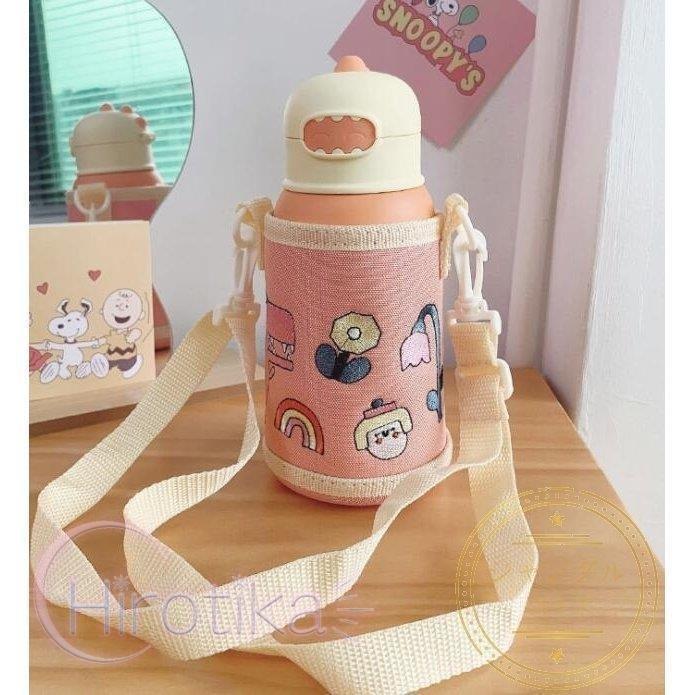 水筒 子供用 魔法瓶 おしゃれ 可愛い キッズ 女の子 男の子 ボトル 2ways 直飲み 380ml ストロー付き カバー付き 斜めかけ可能 保温 保冷 保育園 幼稚園 通学 卸し売り購入