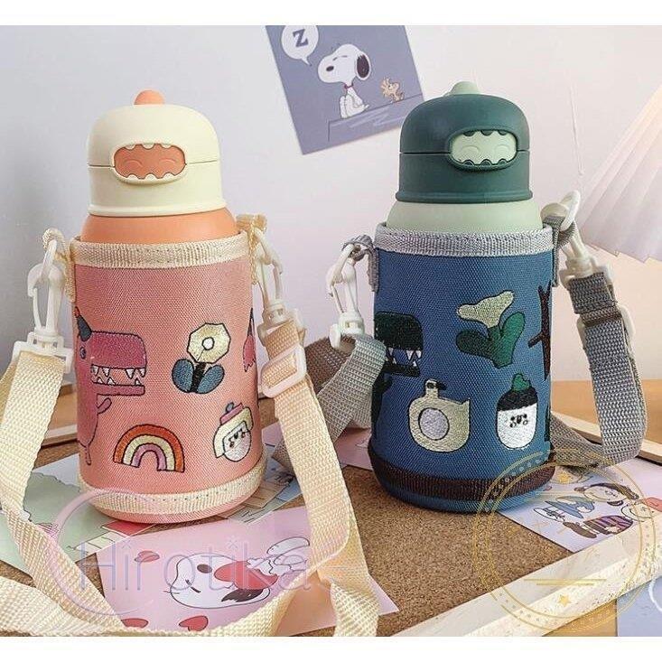 水筒 子供用 魔法瓶 おしゃれ 可愛い キッズ 女の子 男の子 ボトル 2ways 直飲み 380ml ストロー付き カバー付き 斜めかけ可能 保温 保冷 保育園 幼稚園 通学 卸し売り購入