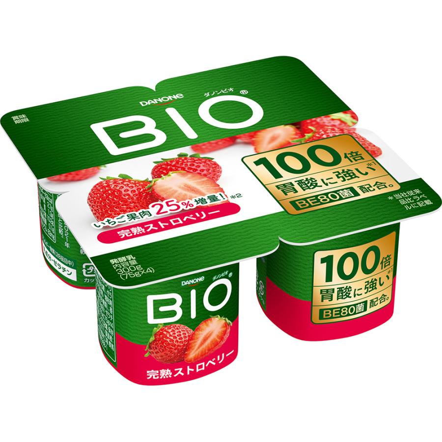 DANONe BIO 冷蔵 ダノンビオ 完熟ストロベリー ヨーグルト 75gx4×6個