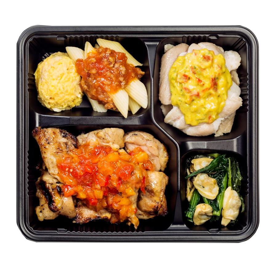 [冷凍] ニチレイフーズ 気くばり御膳PowerDeli 炭火焼チキンのサルサ風ソース＆豚肉のカレーソースプレート 240g×10個_1