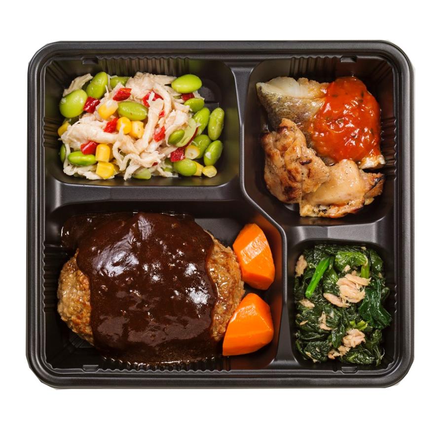 [冷凍] ニチレイフーズ 気くばり御膳PowerDeli グレイビーハンバーグ＆鱈のトマトソースプレート 265g×10個_1