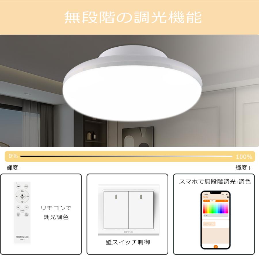 シーリングライト LED 調光調色 10W 2000LM おしゃれ 小型 スマートライト RGB 6畳 リモコン PSE認証 : ECO照明 ...