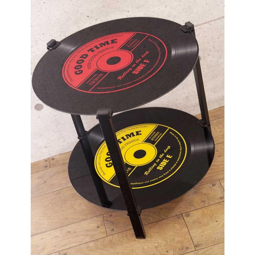 ガラスレコードテーブル［2段 COFFEEテーブル］GOOD TIME :14AV013C