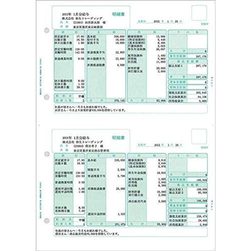 弥生　給与明細書ページプリンタ・インクジェットプリンタ兼用用紙(グリーン)　336001G