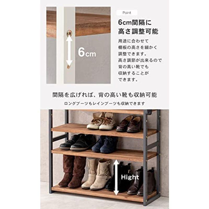 市場 ルーバー 下駄箱 脚付き シューズラック ライトブラウン 可動棚 幅60cm