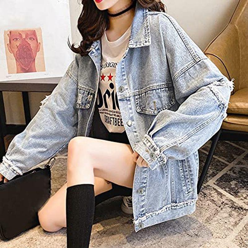 驚きの価格 大きいサイズ デニムジャケット ボーイフレンド風 羽織り ゆったり レディース Gジャン ダメージ加工 オーバーサイズ コー 冬 秋 韓国系 Gジャン デニム Www Pathwaysfl Org