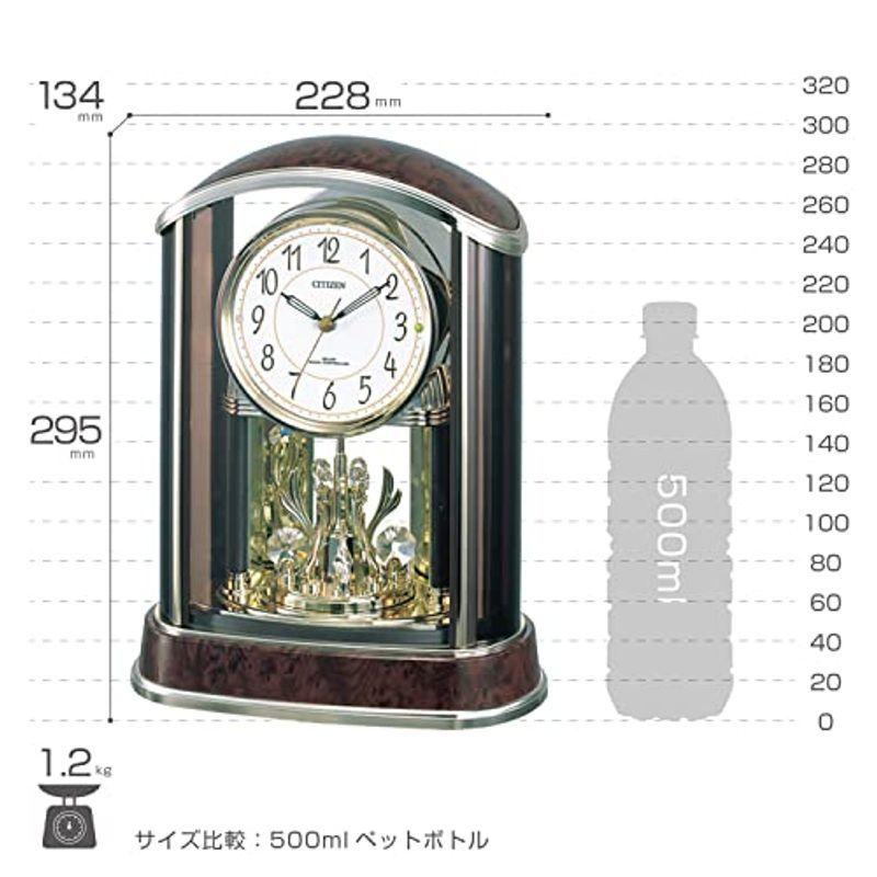 リズム シチズン 置き時計 電波 アナログ パルアモールR658N クリスタル 飾り 茶 (木目仕上げ) CITIZEN 4RY658-N2