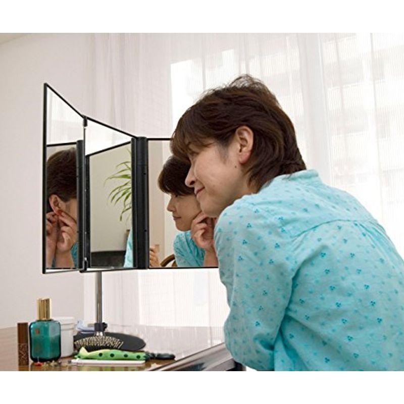 新型 スリーウェイミラースタンドミラー三面鏡(黒) 新型 黒 　