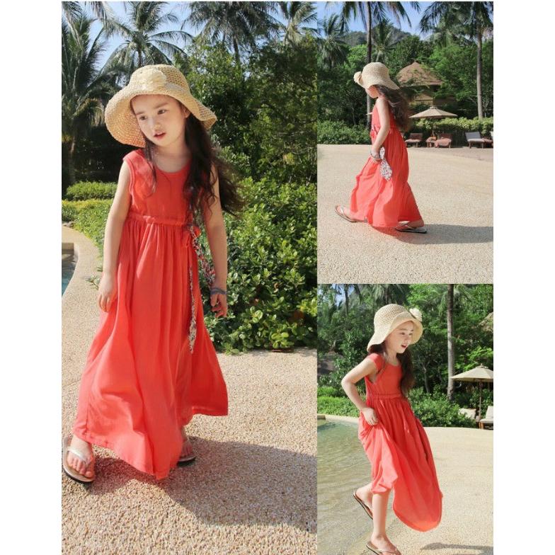 こども服 女の子 おしゃれ キッズ ナチュラル ノースリーブ ハワイ ビーチ マキシ丈 リゾート ワンピース 夏 女の子ワンピ 海 無地 親子服 以上節約 ワンピース