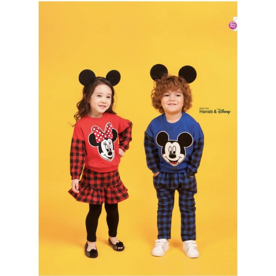 韓国子供服 トレーナー 上下セットディズニー Disney チェック柄袖切り替え 男の子 女の子 スカート付きレギンス 春コーデ 子供服スマイリーマミー 通販 Yahoo ショッピング