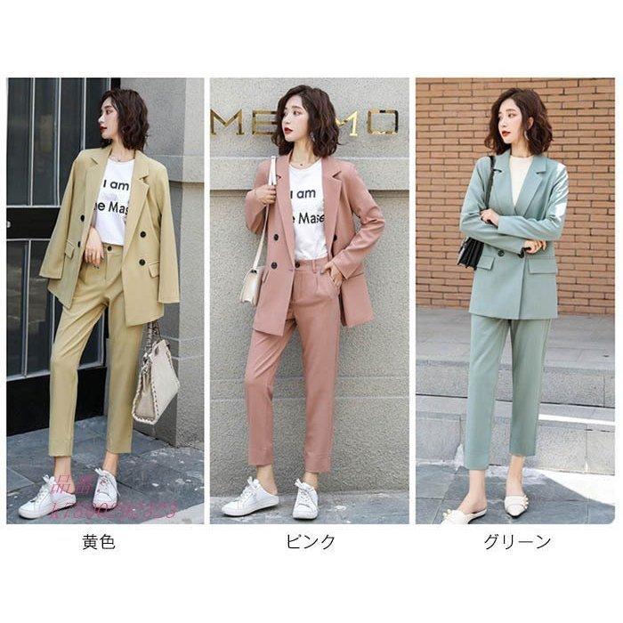 くらしを楽しむアイテム パンツスーツ パンツセットアップ レディース 成人式 春 スーツジャケット 上下セットアップ フォーマル ロングパンツ 2点セット ジャケット 半袖 カラー グリーン Jalapamax Tur Br