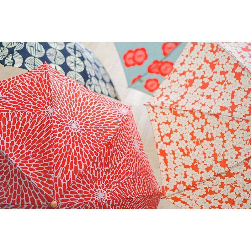 日本製 伊砂文様 折傘 50cm 晴雨兼用 レディース 2段折りたたみ傘 風呂敷 和柄 UVカット 小宮商店 (菊) 伊砂文様 折傘 50cm 晴雨兼用 レディース 2段折りたたみ傘 風呂敷 和柄 UVカット 小宮商店 菊