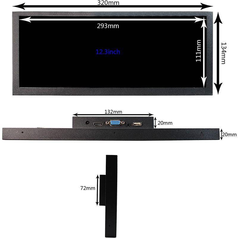 VSDISPLAY 12.3インチモニター 解像度 1920x720 600輝度 60hz IPS広視野角 HDMI USB VGA信号映像 1920x720 600輝度 HDMI USB 3インチモニター 解像度 60hz IPS広視野角 VGA信号映像