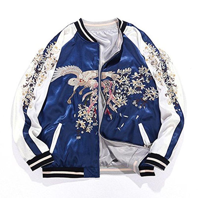 Sspec 鳳凰刺繍マーク スカジャン リバーシブル 横須賀ファッション 2way仕様 野球服 ブルー 男女兼用 青 S 1st Step Com