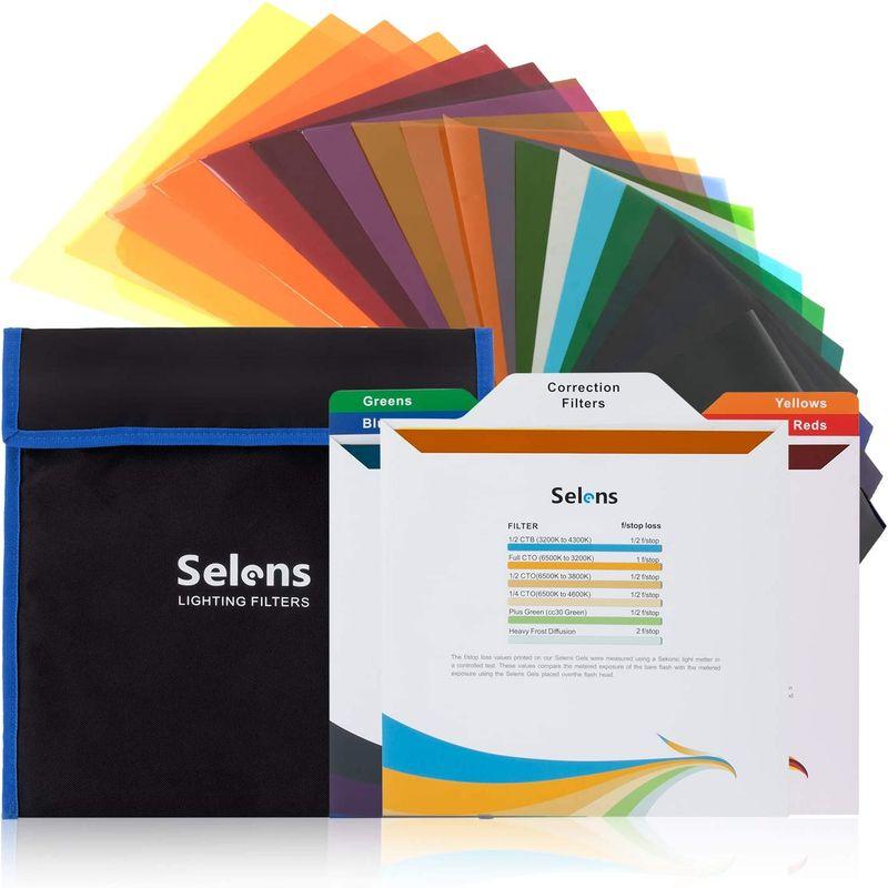 Selens カラーフィルター 25cmx25cm 照明用 ジェルカラーフィルター 半透明 色補正 20色セット 写真撮影 ストロボ フラッ