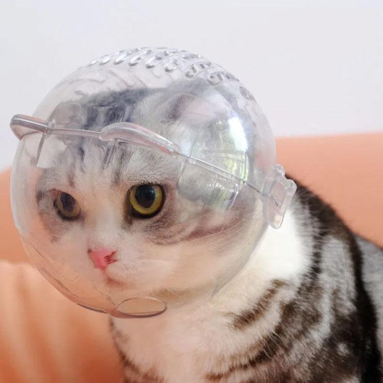 猫用マスク 口輪 フートカバー付き 透明 ペットマスク 宇宙ヘッドギア口輪 通気性 猫 エリザベスカラー 通気 ネコ ねこ 爪切り補助具 耳掃除 シャ｜smilysmilyshop｜03