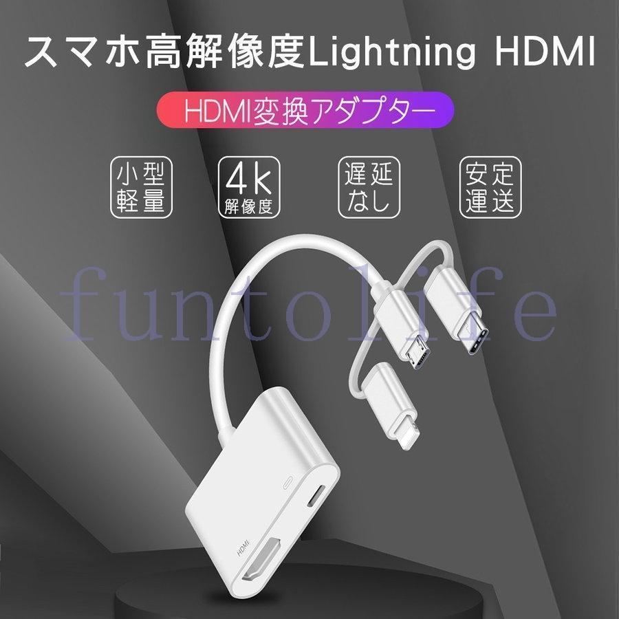 HDMI変換ケーブル 3in1Digital AV Adapter TYPE-C テレビ接続ケーブル プロジェクタ 変換アダプタ PC｜smilysmilyshop｜02