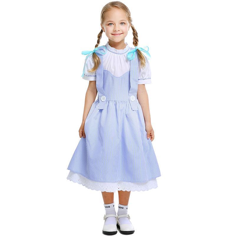 ハロウィン ドロシー風 オズの魔法使い Dorothy 童話 S-XL ワンピース キッズ 子供用 コスプレ衣装｜smilysmilyshop｜02