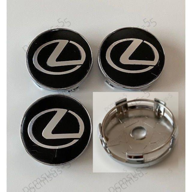 レクサス LEXUS ホイールキャップ トヨタ エンブレム センターハブキャップバッジ ブラック 60mm 4個セット