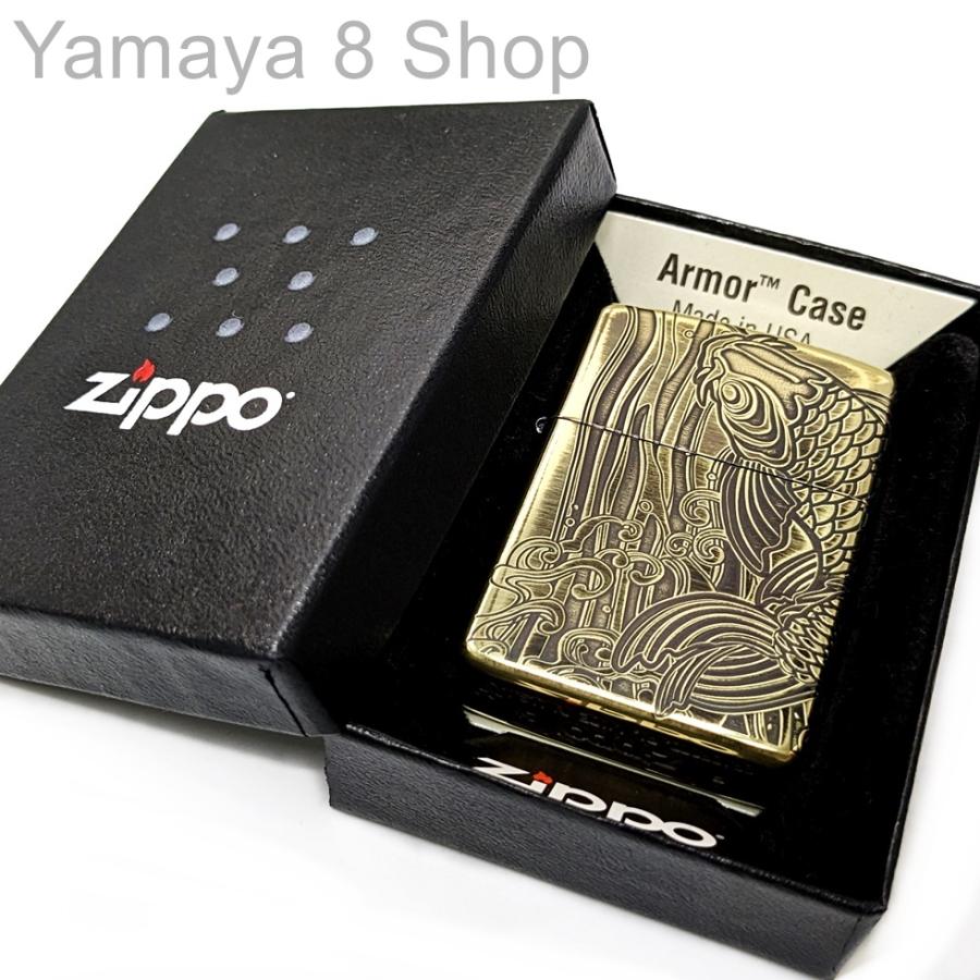 ZIPPO - 新品 ZIPPO アーマー昇鯉 ２面彫り ブラック＆ゴールド