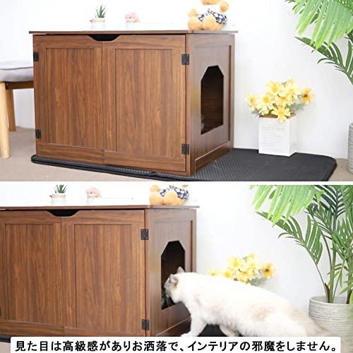 BingoPaw 猫トイレカバー 大型 猫用キャビネット 木製 目隠し 猫家具 猫トイレ収納 猫隠れ家 ドーム型キャットハウス 箱形 猫砂飛散防 