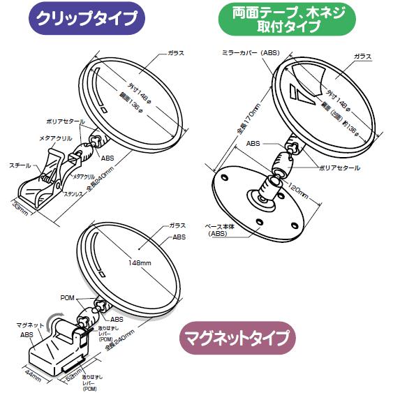 ガレージカーブミラー　丸型　ねじ・テープ｜sms｜02