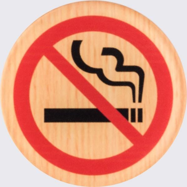 禁煙 ピクトサイン 木目調 メープル 50mm 丸 標識 表示ドアプレート 艶消し | 