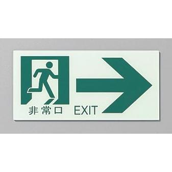 非常口 EXIT 通路右 蓄光看板 1．3×100×210mm : サイン素材 