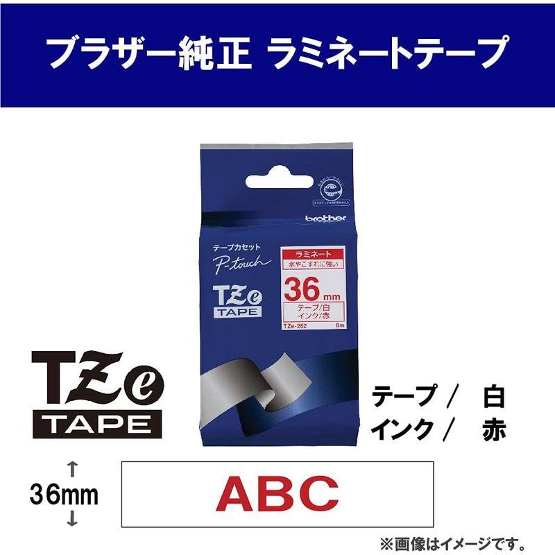 ブラザー工業 TZeテープ ラミネートテープ(白地/赤字) 36mm TZe-262｜smuk｜02