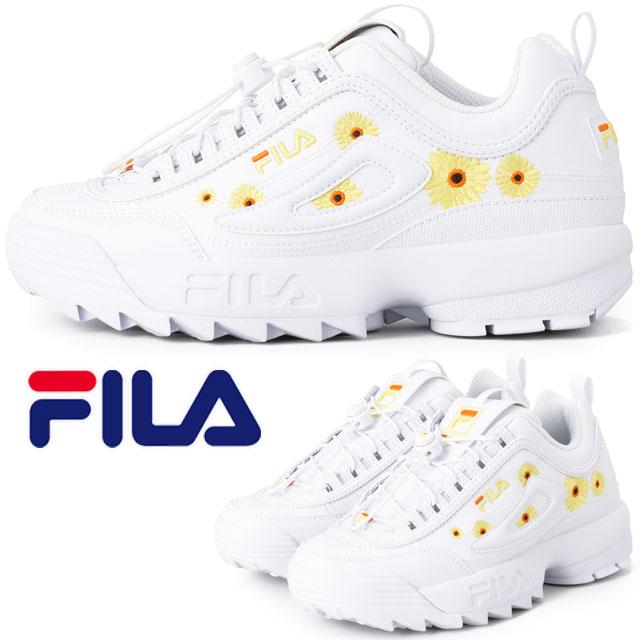 送料無料 スニーカー ローカット レディース AW 秋冬 新作 秋新作 冬新作 人気 流行 定番 2025 フィラ FILA 2 WFW25077 100 evidr ディスラプター アジャスト ガーベラ 脱ぎ履きしやすい ダッドスニーカー チャンキーソール カジュアルシューズ 花柄 白 靴 FILA（フィラ） スニーカー レディース ディスラプター 2 アジャスト