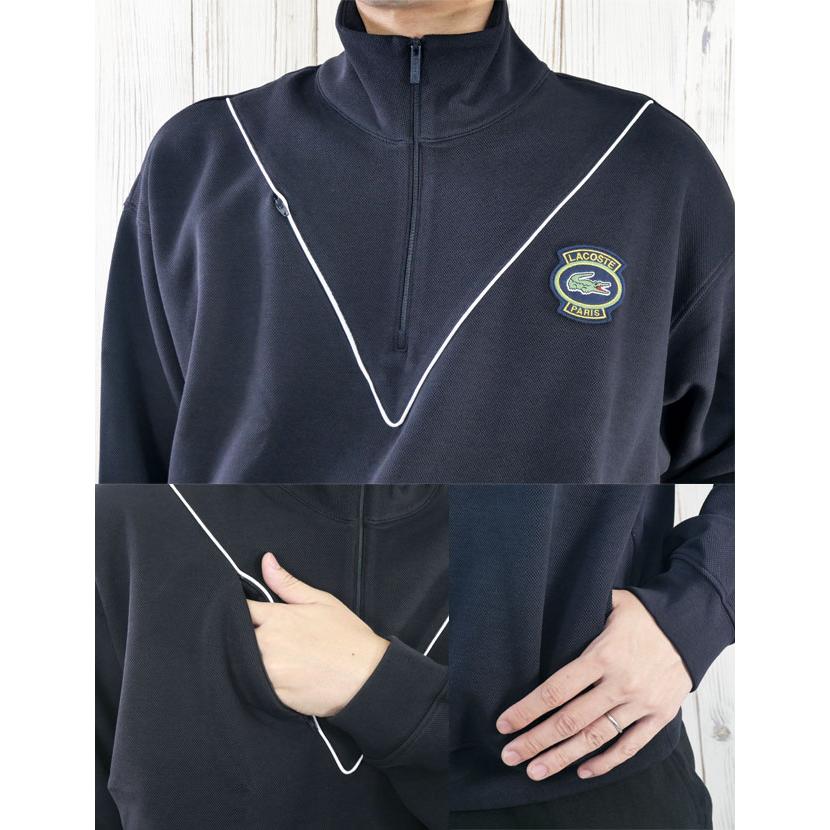 送料無料 長袖 メンズ SS 春夏 新作 春新作 夏新作 人気 流行 定番 2024 SH7386 HDE トップス ダブルフェイス鹿の子ハーフジップジャケット スウェット スタンドカラー スポーティー アパレル ウェア プルオーバー ネイビー 服 LACOSTE（ラコステ） トップス メンズ ダブルフェイス鹿の子ハーフ