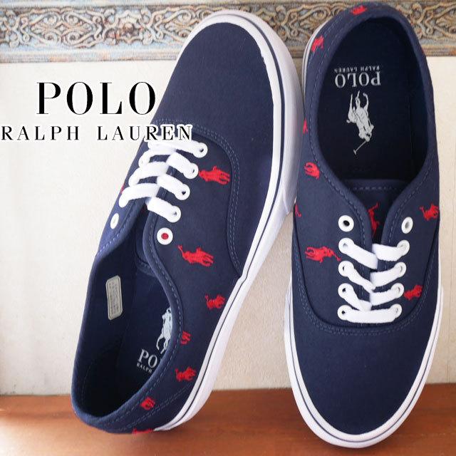 ポロ ラルフローレン POLO RALPH LAUREN レディース スニーカー キートン ポニー SK-LTL ローカット キャンバスシューズ P83S ネイビー/レッド｜smw