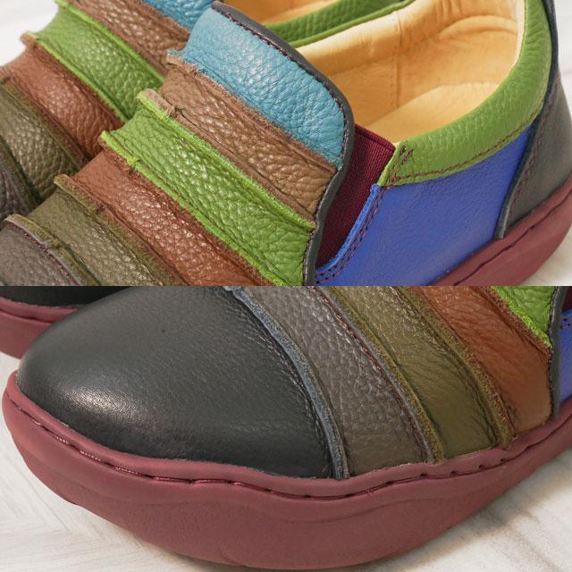 値下げ24.0新品未使用エスタシオンカラフルレザー スリッポンスニーカー エスタシオン レディース スリッポン 靴 カラフル ボーダー ローカット