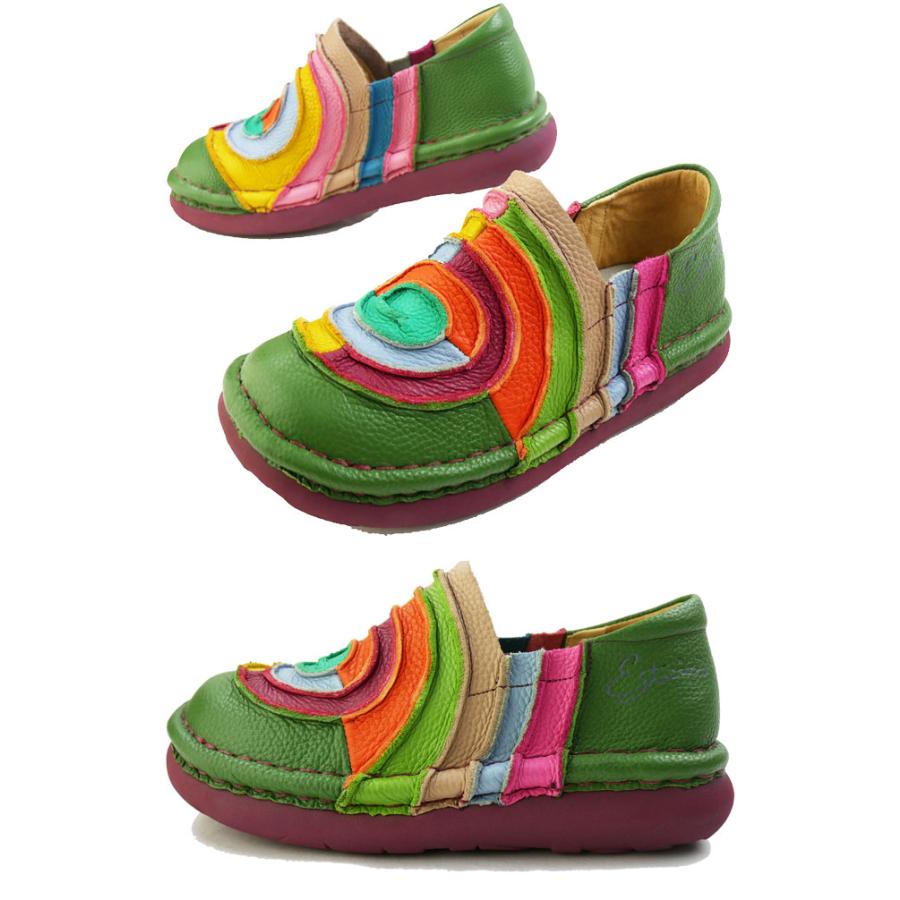 エスタシオン レディース スリッポン 靴 カラフル オブリークトゥ