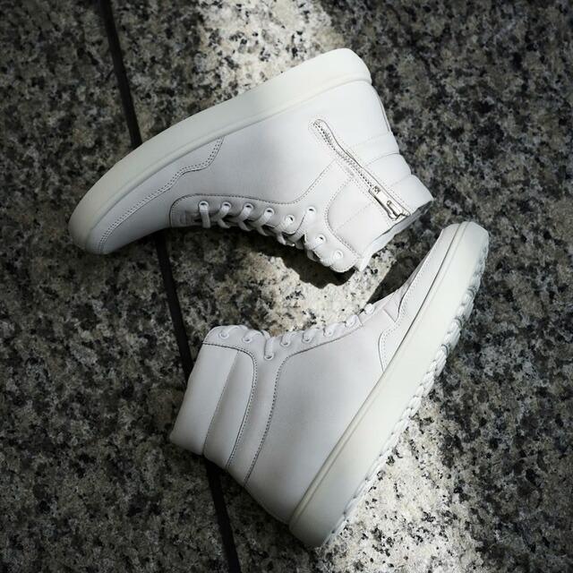 アキレスソルボ　コンフォートスニーカー　24cm サイドジップ　ハイカット　黒 アキレス・ソルボ N 518 黒｜ミニマル レザーハイカットスニーカー