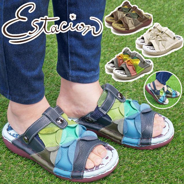 エスタシオン Estacion レディース サンダル 2WAY 厚底サンダル 立体