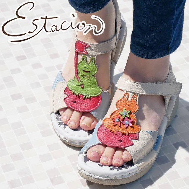 Estacion エスタシオン 牛革 厚底コンフォート 牛革サンダル