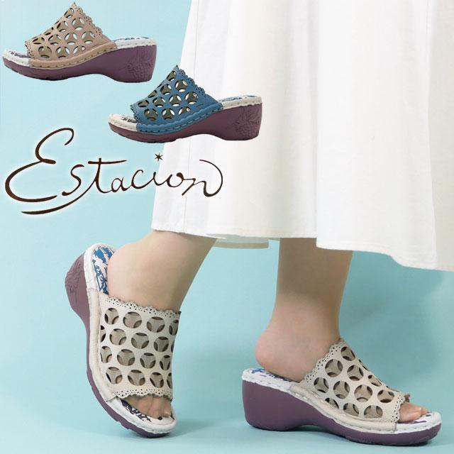 Estacion（エスタシオン） サンダル レディース カットデザイン 本革