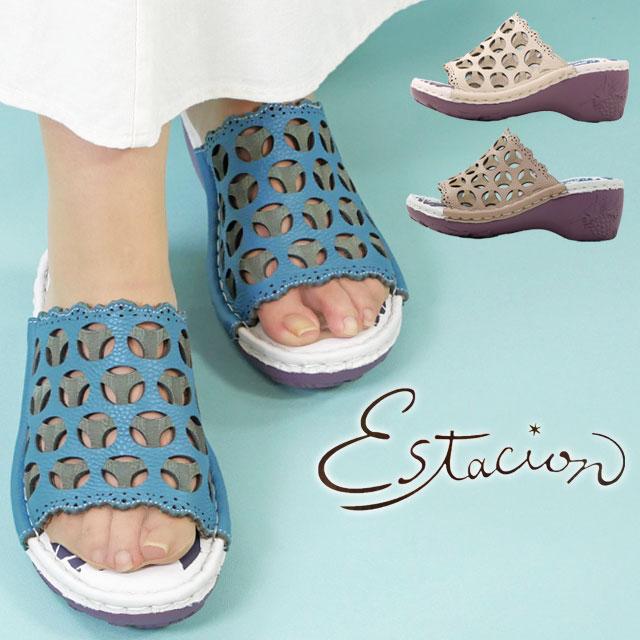 Estacion（エスタシオン） サンダル レディース カットデザイン 本革